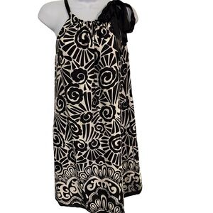 Girls Black and Cream One-Shoulder Dress with Bow